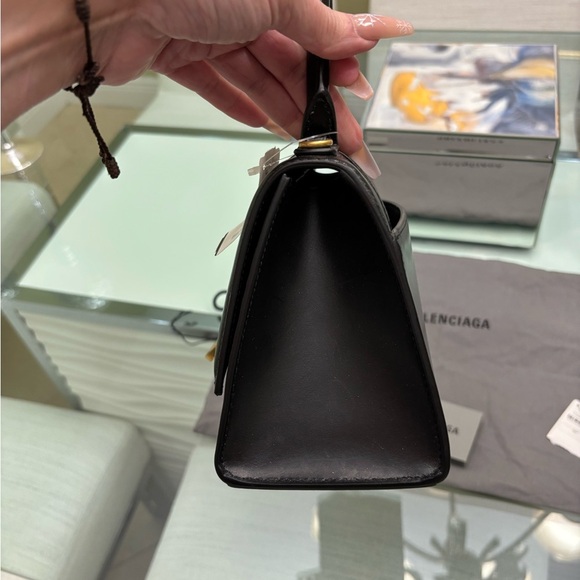 Authentic NWT Balenciaga Black Hourglass Small Satchel with Gold Accents - Picture 8 of 9